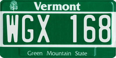 VT license plate WGX168