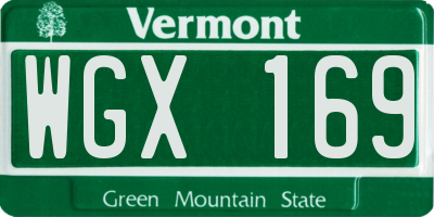 VT license plate WGX169