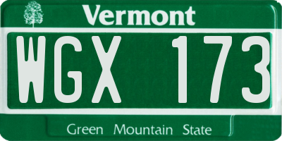 VT license plate WGX173