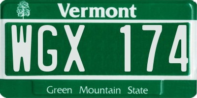 VT license plate WGX174