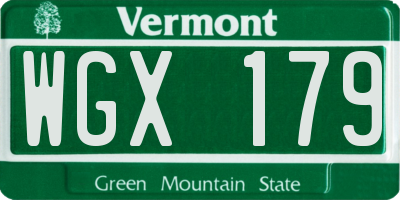VT license plate WGX179