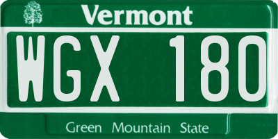 VT license plate WGX180