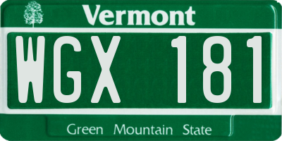 VT license plate WGX181