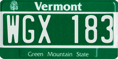 VT license plate WGX183