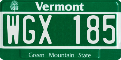 VT license plate WGX185