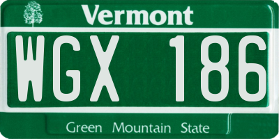 VT license plate WGX186