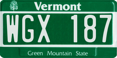 VT license plate WGX187