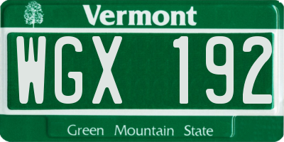 VT license plate WGX192
