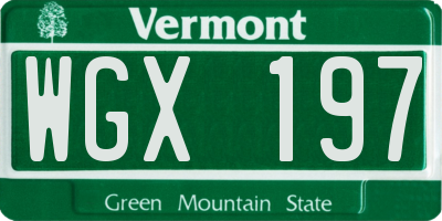 VT license plate WGX197