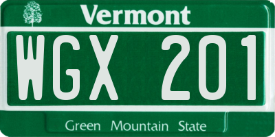 VT license plate WGX201