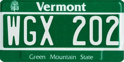 VT license plate WGX202