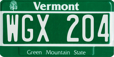 VT license plate WGX204