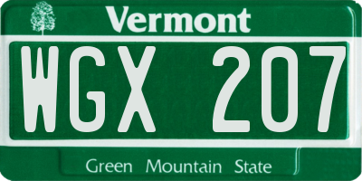 VT license plate WGX207