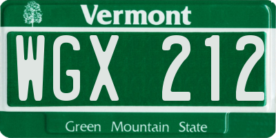 VT license plate WGX212