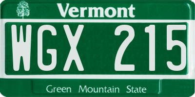 VT license plate WGX215