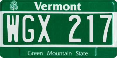 VT license plate WGX217