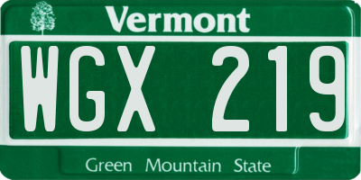 VT license plate WGX219