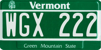 VT license plate WGX222