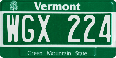 VT license plate WGX224