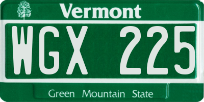 VT license plate WGX225