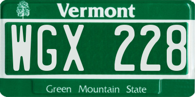 VT license plate WGX228