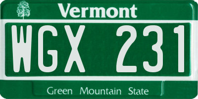 VT license plate WGX231