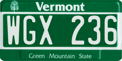 VT license plate WGX236