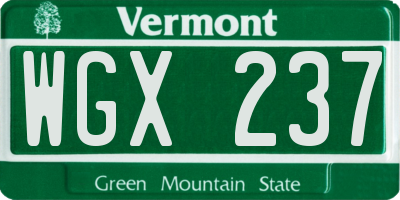 VT license plate WGX237