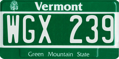 VT license plate WGX239