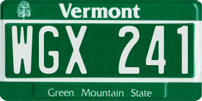 VT license plate WGX241