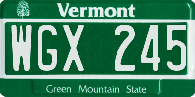 VT license plate WGX245