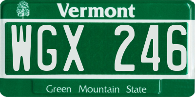 VT license plate WGX246