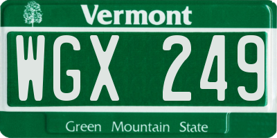 VT license plate WGX249