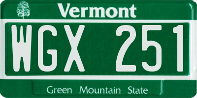 VT license plate WGX251