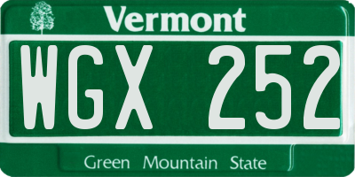 VT license plate WGX252