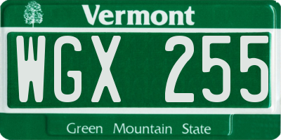 VT license plate WGX255