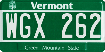 VT license plate WGX262
