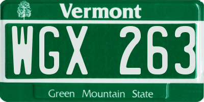 VT license plate WGX263