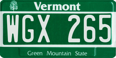 VT license plate WGX265