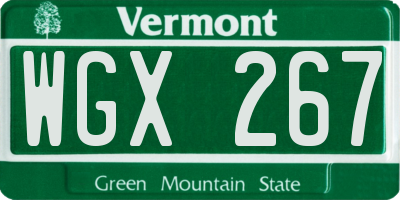 VT license plate WGX267