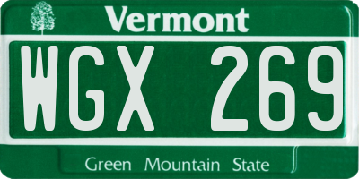 VT license plate WGX269
