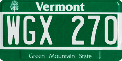 VT license plate WGX270