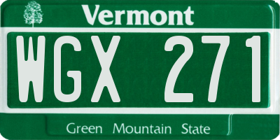 VT license plate WGX271