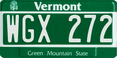 VT license plate WGX272