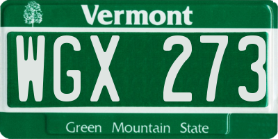 VT license plate WGX273