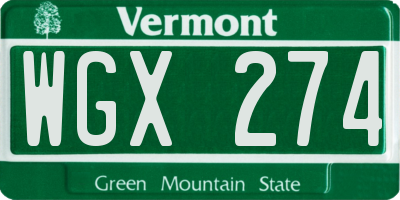 VT license plate WGX274