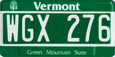 VT license plate WGX276