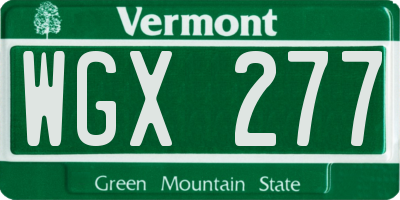 VT license plate WGX277