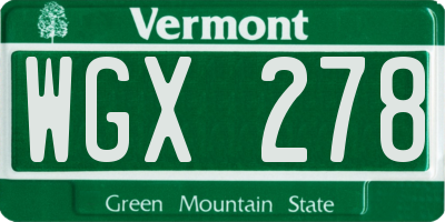 VT license plate WGX278