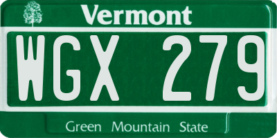 VT license plate WGX279